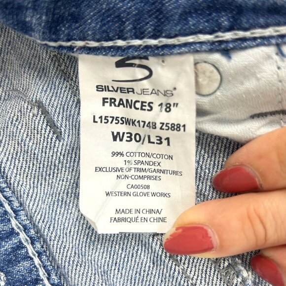 Silver Jeans Frances 18" Bootcut Distressed Jeans Womens W30/L31 Blue - Picture 4 of 10